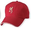 Twill Cap w/3-D Buckmark & Pipe Brim Twill Cap 3D Bkmk Red