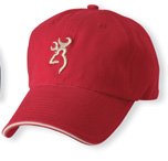 Twill Cap w/3-D Buckmark & Pipe Brim Twill Cap 3D Bkmk Red