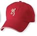Twill Cap w/3-D Buckmark & Pipe Brim Twill Cap 3D Bkmk Red