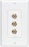 Dayton WP-3RCA Wallplate Triple RCA White/Red/Yellow