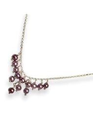 Sterling Silver Freshwater Cultured Violet Pearl Necklace - QH2048-16"