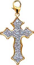 Cross, 14K Yellow Gold Diamond Charm