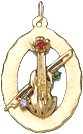 Violin in Open Oval Disc, 14K Gold Charm