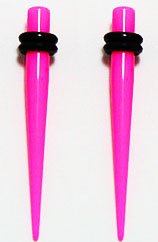 Body Jewelry - Hot Pink Taper Plug (8g) - Fashion Earrings (1 pair)
