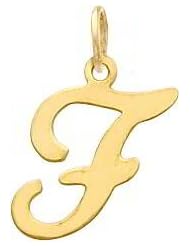 14K Gold Polished Fancy Initial Letter F Charm Pendant