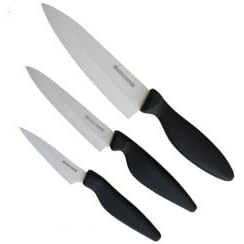 Click here to buy 3-pc Ceramic Knife Chef's Set (Chef's, Slicing and Paring) by Shenzhen Knives.