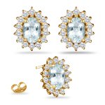 0.08 Ct Diamond & 12.48 Ct Sky Blue Topaz Earrings in 14K Yellow Gold