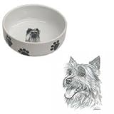 Australian Terrier Paw Print Bowl, Porcelain by Rosalinde (7 in. x 2.5 in. deep)