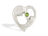 14K White Gold Genuine Round Peridot Mother with Child Pendant