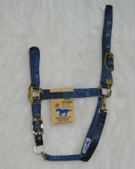 Hamilton Deluxe 3/4" Arabian Nylon Horse Halter with Adjustable Chin and Snap, Navy, Average (800-1100 lbs)