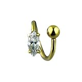 14 karat Twisty navel ring with marquise gem