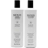 Nioxin System 1 Cleanser & Scalp Therapy Duo Set for Fine Hair Natural Hair Normal To Thin-Looking 10.1 oz (300 ml) each