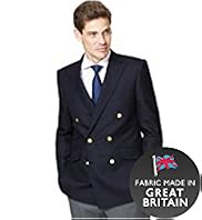 Big & Tall Wool Rich Double Breasted Twill Blazer