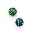 14k Yellow 6 mm Round Mystic Green Opal Earrings
