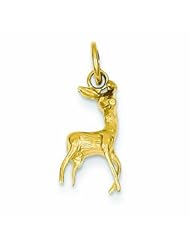 Genuine 14K Yellow Gold Polished Open-Backed Deer Charm 0 .5 Gram Of Gold