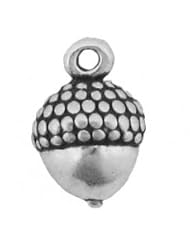 Sterling Silver 18" .8mm Wide Box Chain Necklace With Partial 3D Mini Acorn Pendant