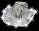 Silver Sequins Western Cowboy Hat with L.E.D. Flashing Lights - Super Star Cowboy Hat!