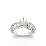 0.45cttw Round and Baguette Natural White (SI-Clarity GH-Color) Diamonds Wedding Ring, Semi-Mount Setting in 14K White Gold