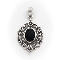 Sterling Silver Onyx Pendant by 