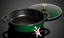 Staub 3 ½ qt. Cast Iron Honeycomb Braiser in Basil (Green)