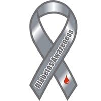 Diabetes Awareness 8" Ribbon Car Magnet