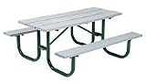8' Extra Heavy Duty All Welded Picnic Table With 2 x 10 x 8' Gray Recycled Plastic Planks