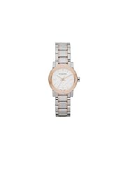 Burberry White Dial Rose Gold Ion-plated Bezel Ladies Watch BU9205