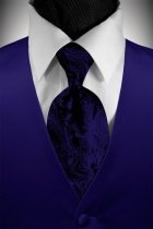 Tuxedo Vest - Royal Blue Solid Satin with Coordinating Tapestry Tie