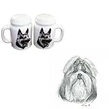 Shih Tzu Large Salt and Pepper Shaker, Porcelain by Rosalinde (4')