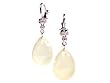 18k White Gold Natural Moonstone Drop & Diamond Hoop Earrings Ct.tw 21.85