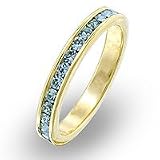 14k Gold Plated Simulated Aquamarine Swarovski Crystal Band