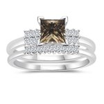 1.52 Cts Champagne & White Diamond Matching Ring 
