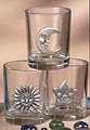 Votive Holder Cup Pewter & Glass Design - Set of 3