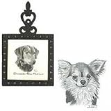 Chihuahua, Longhair Square Trivet, Porcelain by Rosalinde (4.5' x 8')