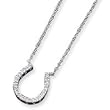 Sterling Silver CZ Horse Shoe Necklace - 16 Inch - Spring Ring - JewelryWeb