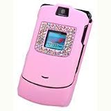 Cellet Baby Pink Rubberized Progaurd Jewel Bling Crystal Snap-On Case Cover for Motorola RAZR V3 series