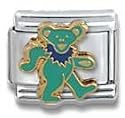 Clearly Charming Green Dancing Bear Grateful Dead Italian Charm Bracelet Link