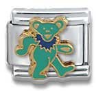 Clearly Charming Green Dancing Bear Grateful Dead Italian Charm Bracelet Link