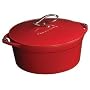 Lodge Enameled Cast-Iron 5-Quart Dutch Oven, Patriot Red