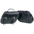 Diamond Plate 2pc Buffalo Leather Motorcycle Saddle Bag Set
