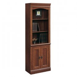 SAUDER Library Bookcase with Doors 101792 (Planked Cherry) (70-3 8H x 23-1 2W x 13-1 8D) by Sauder