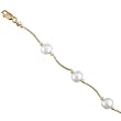 Cultured White Pearls, 14Kt. Yellow Gold. Cultured Pearl Bracelet