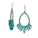 .925 Silver Bead & Turquoise Teardrop Chip Hoop Earrings
