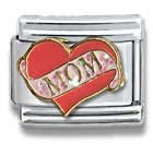 Clearly Charming MOM heart Ribbon Sash Mother's Day, Mom, Aunt, Grandmother, Grandma, Family Theme Italian Charm