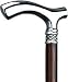 Ebony Slim Line Chrome Plated Fritz Walking Cane With Ebony Shaft and Braided Pewter Collar