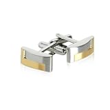 Designer Two-Tone Gold Silver Matte Cufflinks with Presentation Box