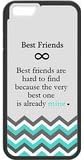 Case for iPhone 6 (4.7inch) "Best Friend Are Hard to Find Because the Very Best One is Already Mine" Infinity Cyan and Gery Chevron Zigzag Design Black Protective Case