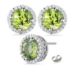 0.01 Ct Diamond & 4.00 Cts Peridot Earrings in 14K White Gold