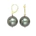 14K Leverback 16mm Shell Pearl Earrings(olive Green)