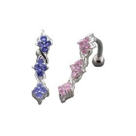 Reverse design belly button ring with hugs & kisses